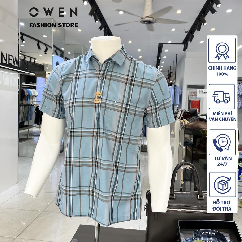 Áo Sơ mi Owen nam cộc tay dáng Bodyfit sợi Bamboo cao cấp mềm mịn mát AB230039NT