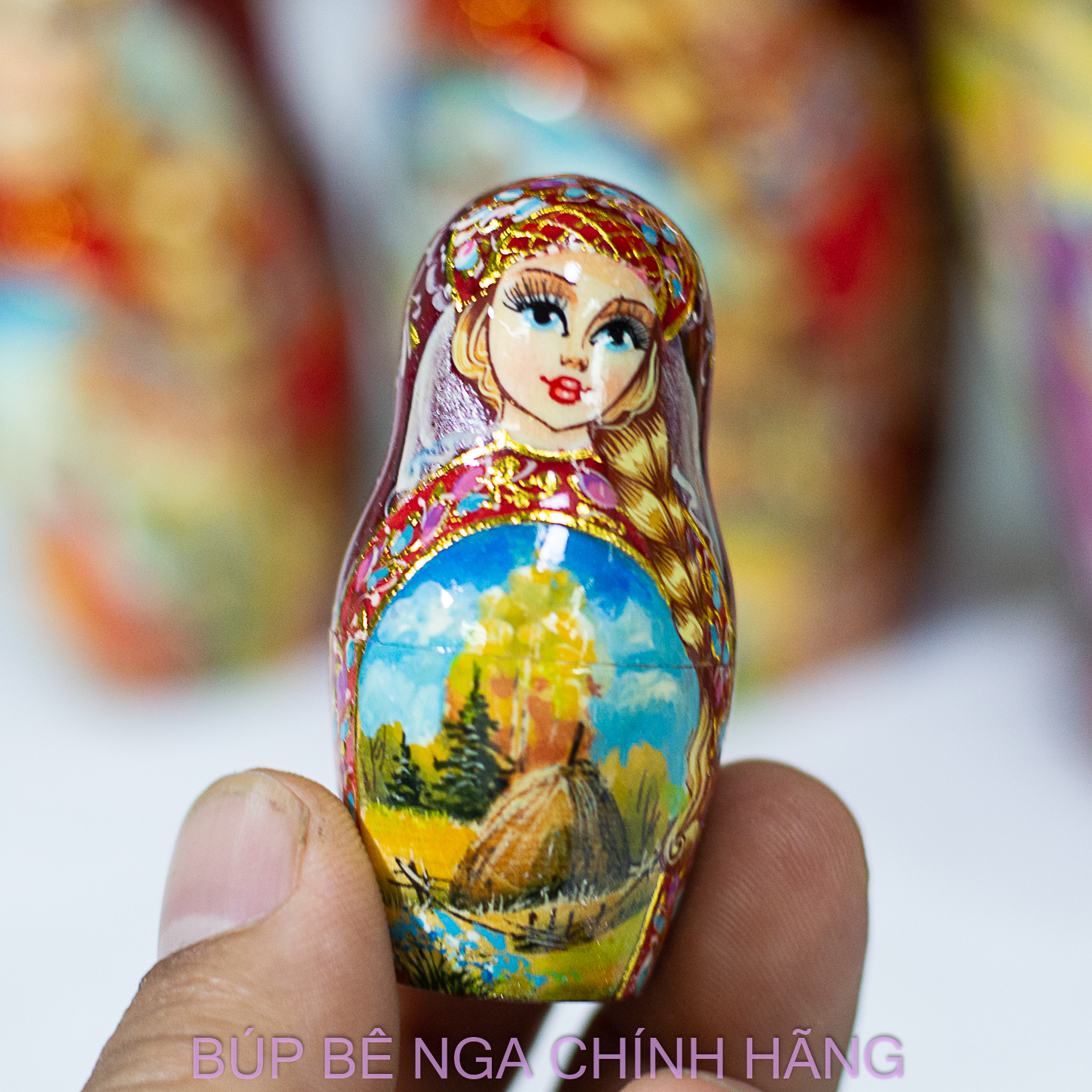 BỘ BÚP BÊ NGA MATRYOSHKA CAO CẤP 7 LỚP 22CM HOA VĂN "THIẾU NỮ THÔN QUÊ NGA" CỰC ĐẸP VÀ NỮ TÍNH, SANG TRỌNG, ĐẸP MẮT