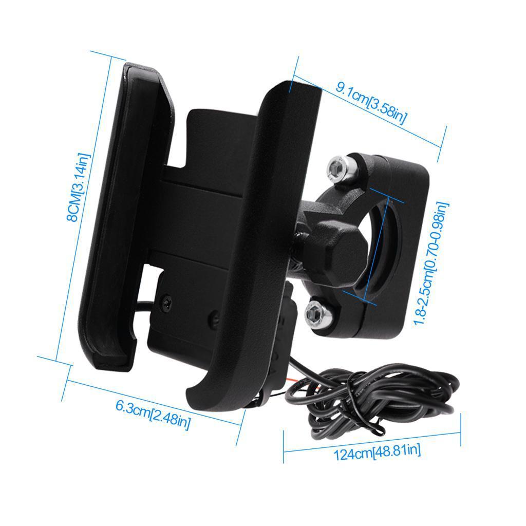 360° Universal Motorcycle Handlebar Cell Phone Mount USB Charger GPS Holder.