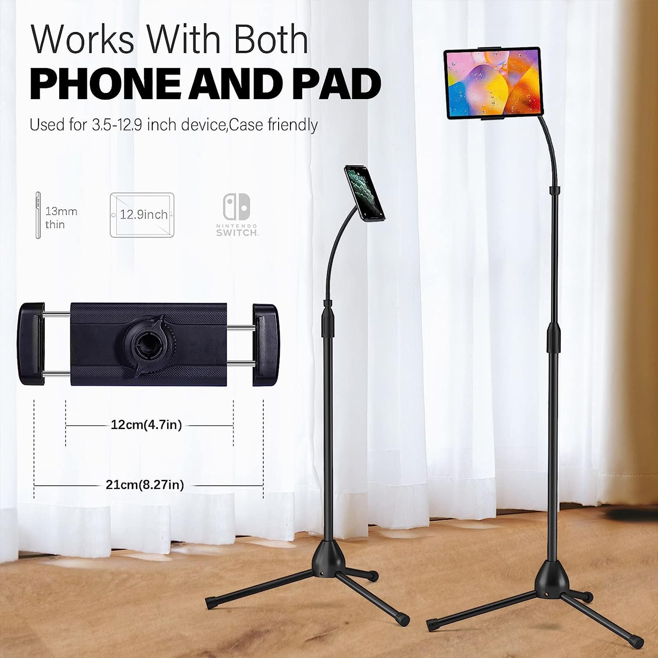 Tripod - giá đỡ điện thoại, máy tính bảng 3 chân live stream quay video tiktok gấp gọn cao 110-175cm xoay 360 độ - hàng chính hãng