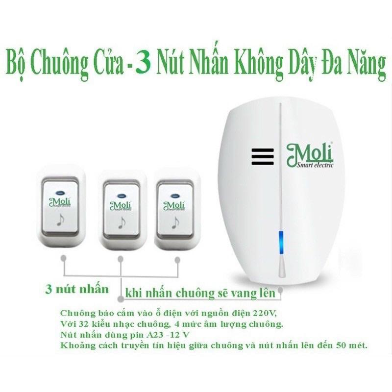 BỘ 3 NÚT NHẤN 1 CHUÔNG CHỐNG NƯỚC MOLI CHÍNH HÃNG