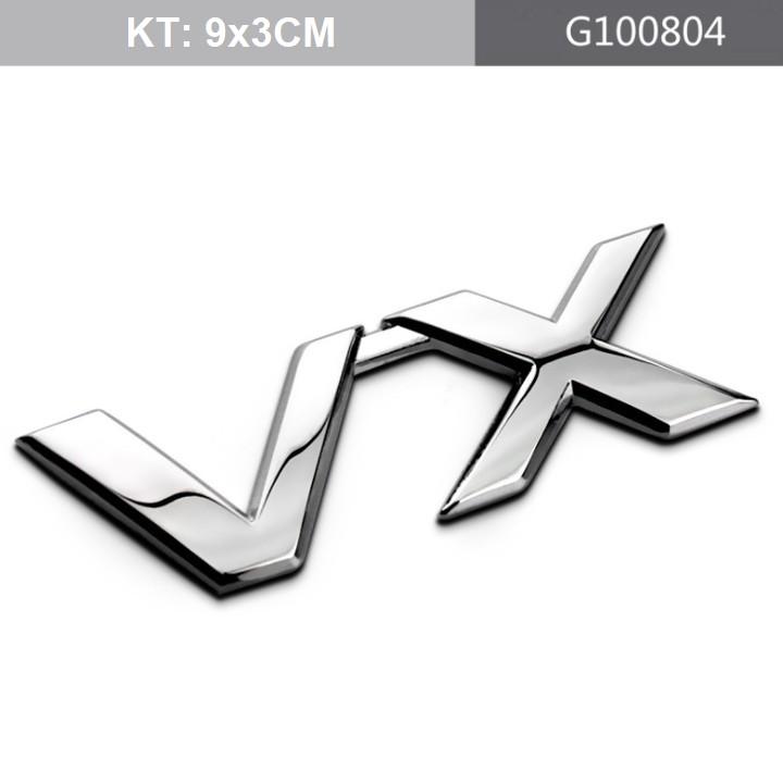 Decal tem chữ inox V6, VX, TX.L, VX.L dán đuôi xe ô tô
