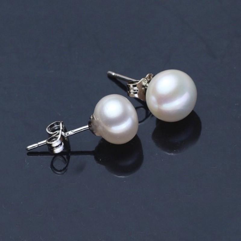 Đôi Bông Tai Hạt Nụ Trắng 9 Ly Dễ Thương - Trường Thịnh Ngọc Trai