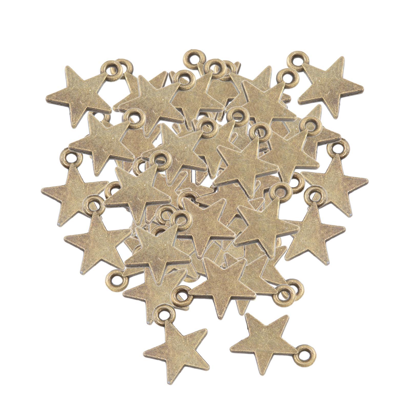 50x Five Pointed Star Charms Decorative Jewelry Making for DIY Crafting Hats