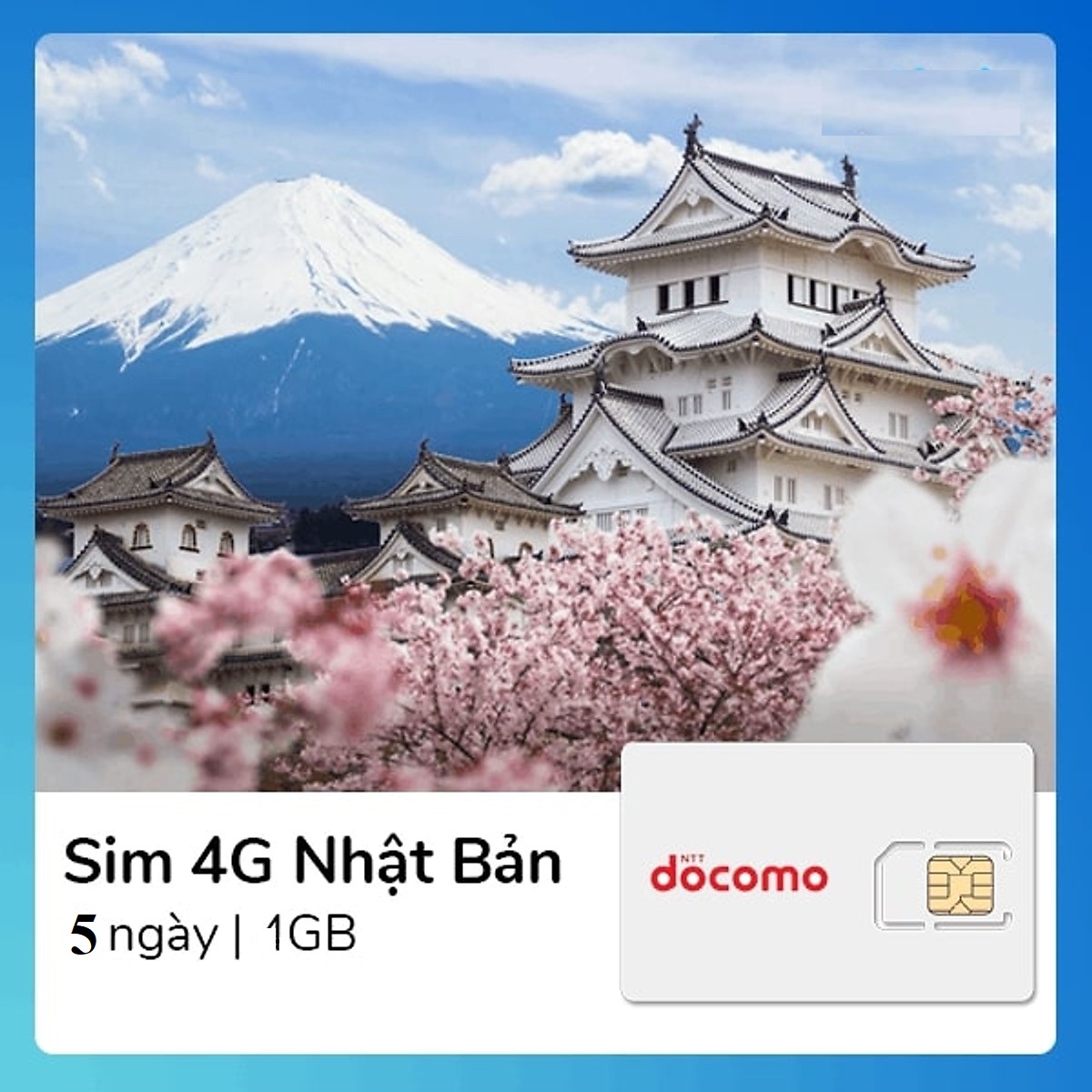 Sim Nhật Bản 5 ngày 1GB 4G không giới hạn dung lượng