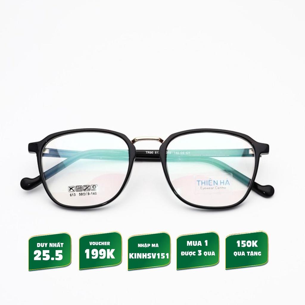 Gọng kính cận vuông nam nữ THIÊN HÀ OPTICAL chất liệu nhựa dẻo nhẹ unisex phong cách Hàn Quốc TH613 nhiều màu dễ đeo