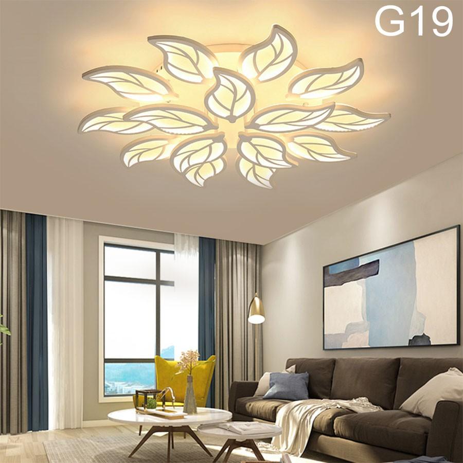 Đèn ốp trần trang trí phòng khách phòng ngủ 15 cánh lá có 3 chế độ sáng kèm điều khiển từ xa tăng chỉnh ánh sáng Mã 2041