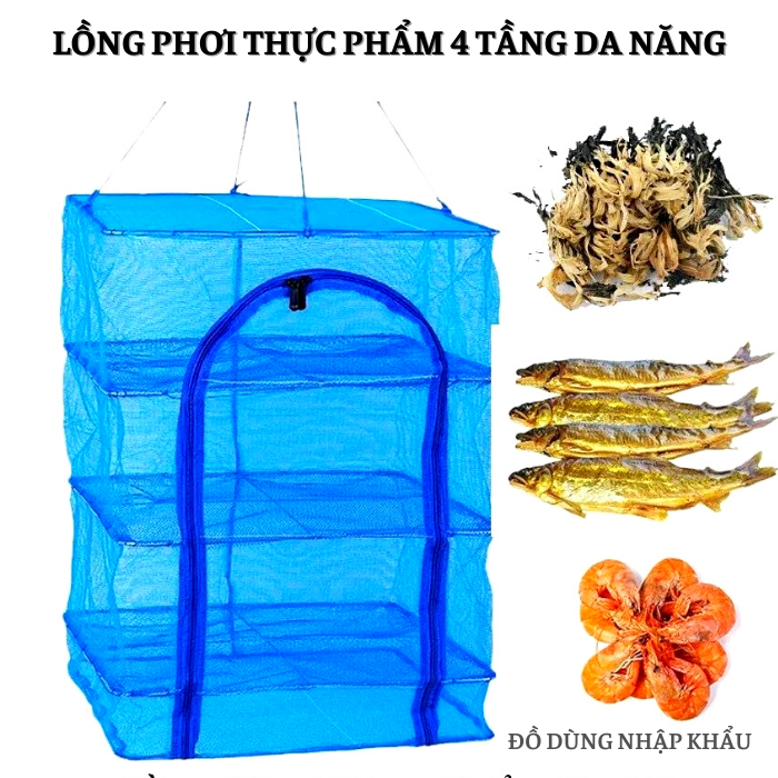 Lồng phơi thực phầm 4 tầng gấp gọn cao cấp an toàn vệ sinh