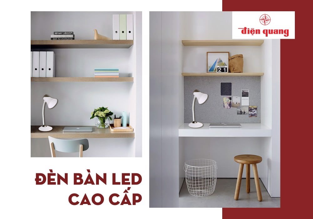 Đèn bàn bảo vệ thị lực Điện Quang ĐQ DKL15 WBE B (màu trắng- xanh da trời, bóng led daylight)