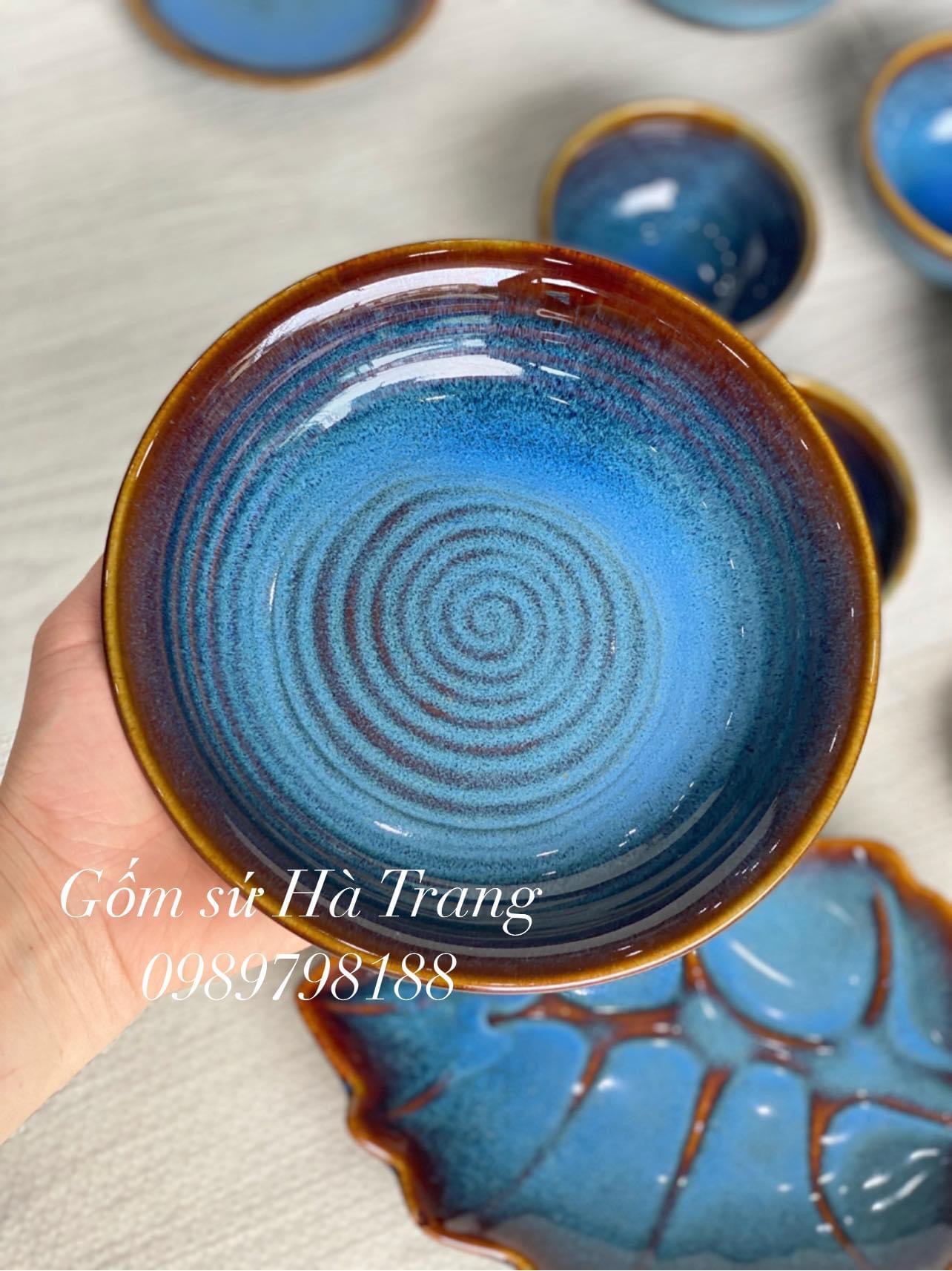 Các món lẻ trong bộ bát đĩa gốm sứ Bát Tràng cao cấp men hoả biến thiên thanh HBTT01