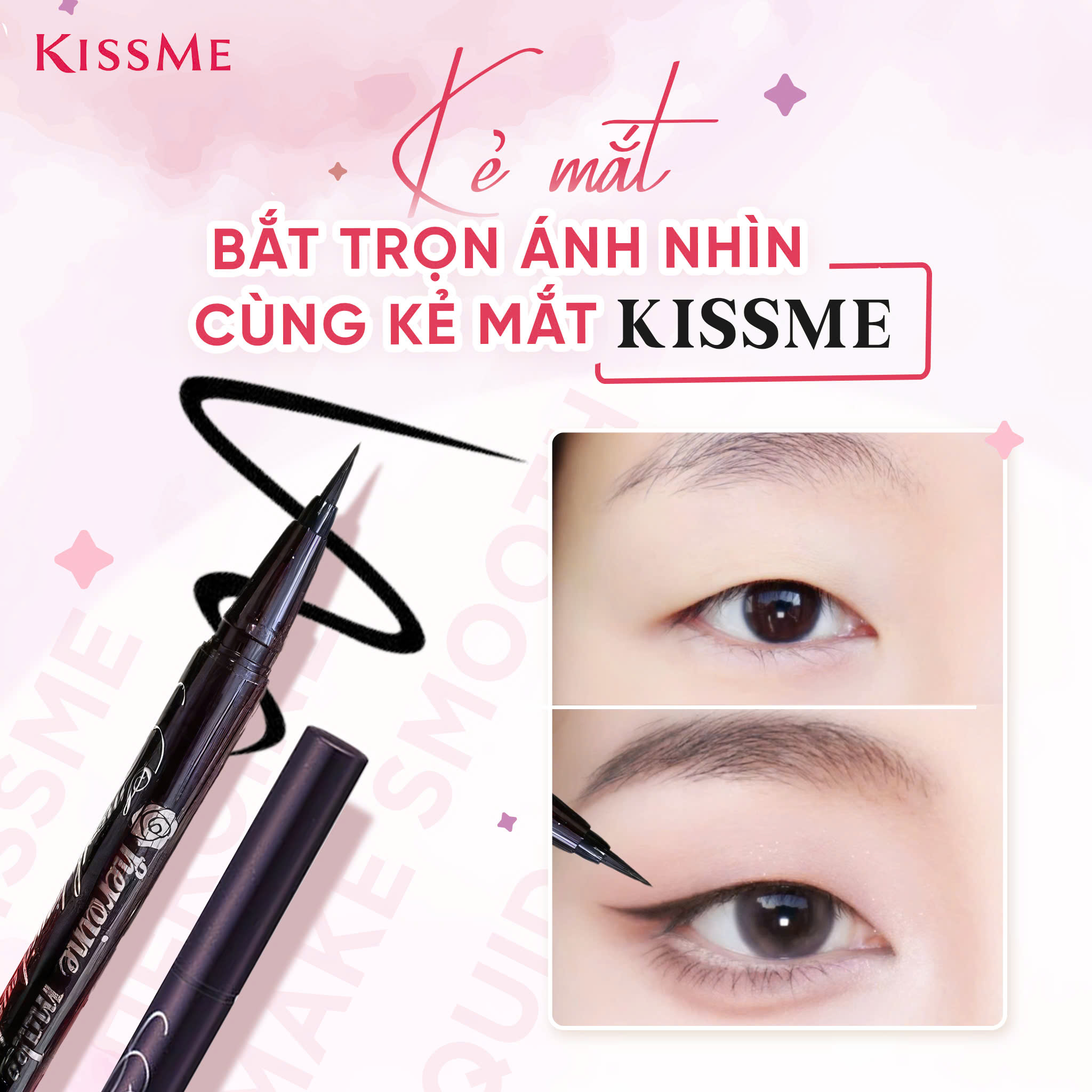 Bút Kẻ Mắt Nước Siêu Chống Trôi Nét Siêu Sắc Mãnh Kissme Heroine Make Eyeliner Smooth Keep (Màu Đen)