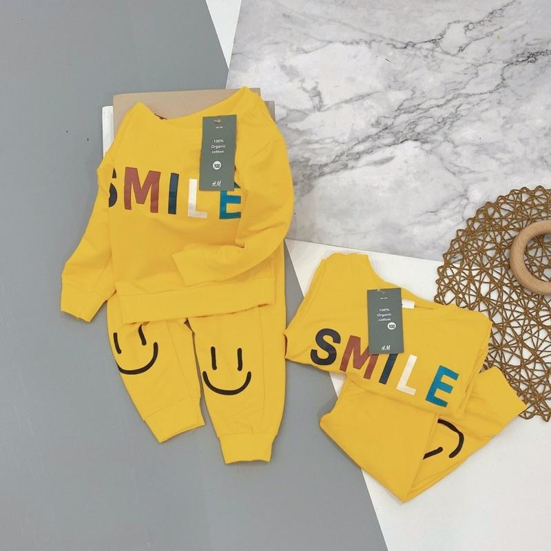 Bộ dài tay da cá smile vàng cho bé yêu