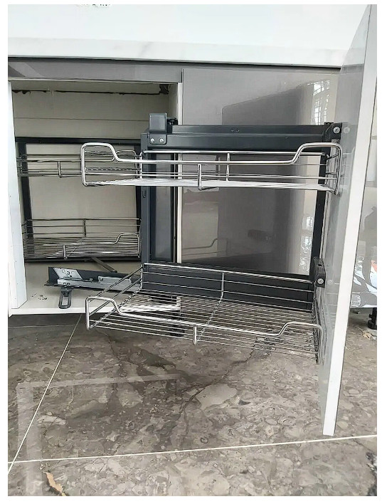 Kệ liên hoàn nan, ray âm giảm chấn Swing Tray with Bars, with Undermount Drawer Slides