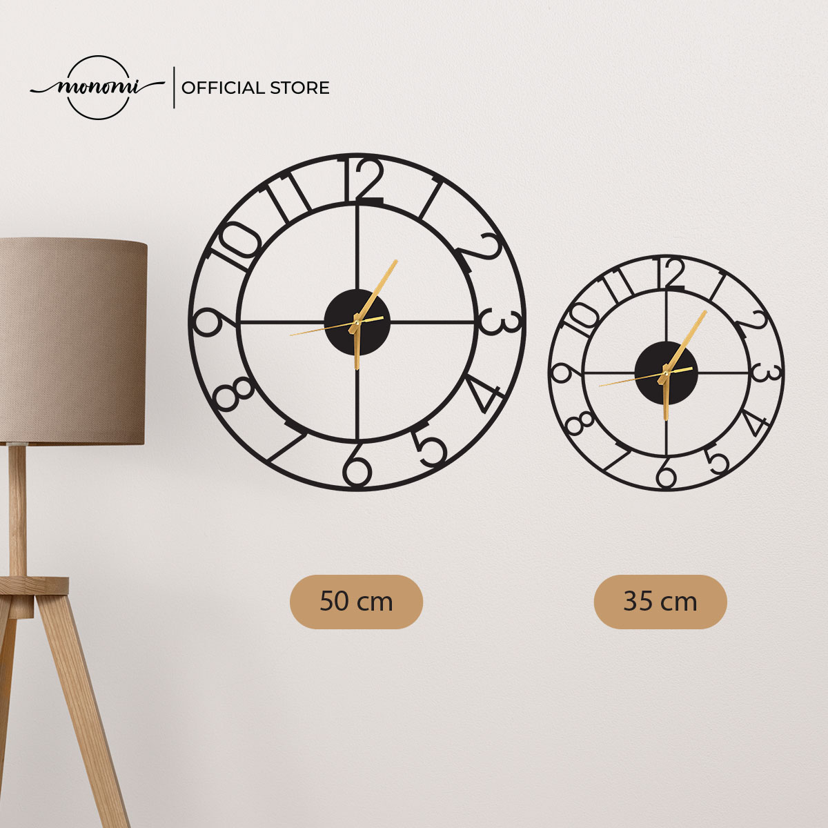 Đồng hồ CNC treo tường Big Number chữ số trang trí, phong cách tối giản, CNC Wall Clock - Monomi C006