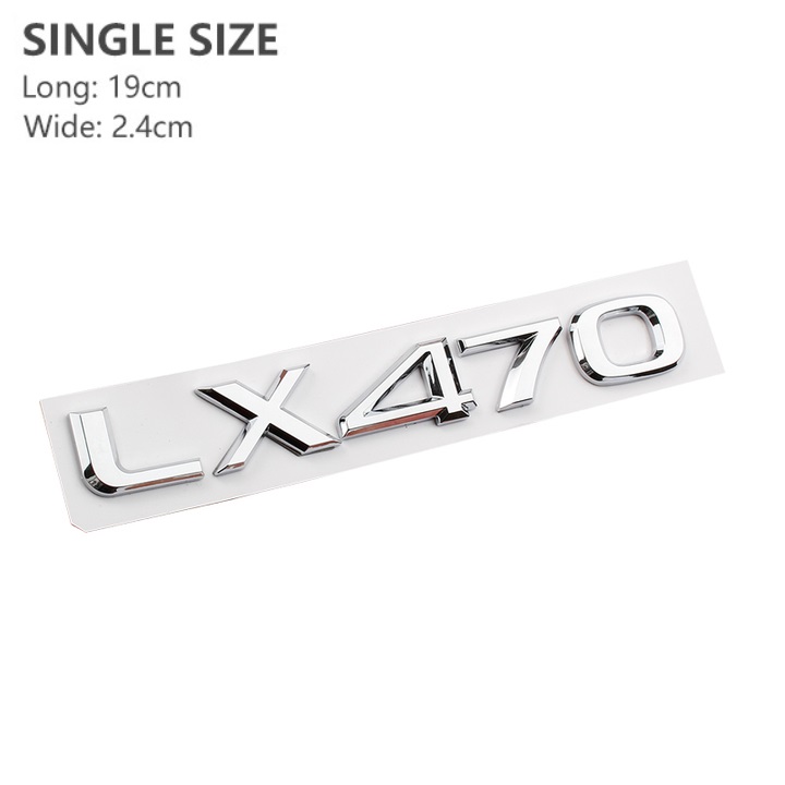 Decal tem chữ LX470 dán đuôi xe ô tô - được làm bằng nhựa ABS - Kích thước 19×2.4 cm