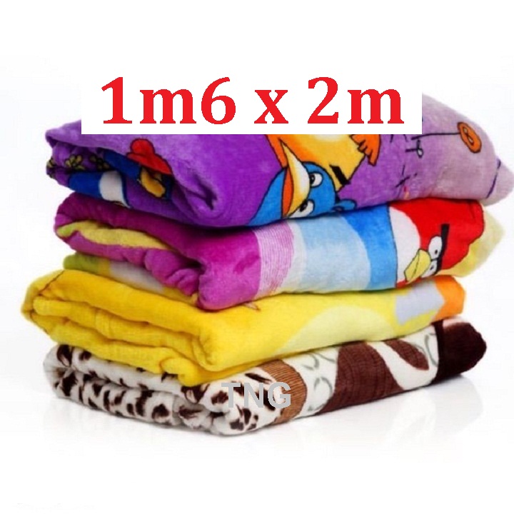 Chăn Mền Nhung Tuyết Mềm Mịn 1m6x2m, Họa Tiết Ngẫu Nhiên Bao Đẹp