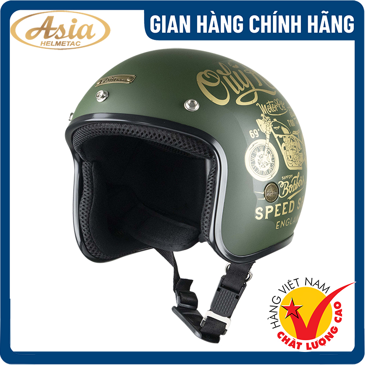 Mũ Bảo Hiểm 3/4 - Asia MT124A - Hàng Chính Hãng, Bảo Hành 1 năm