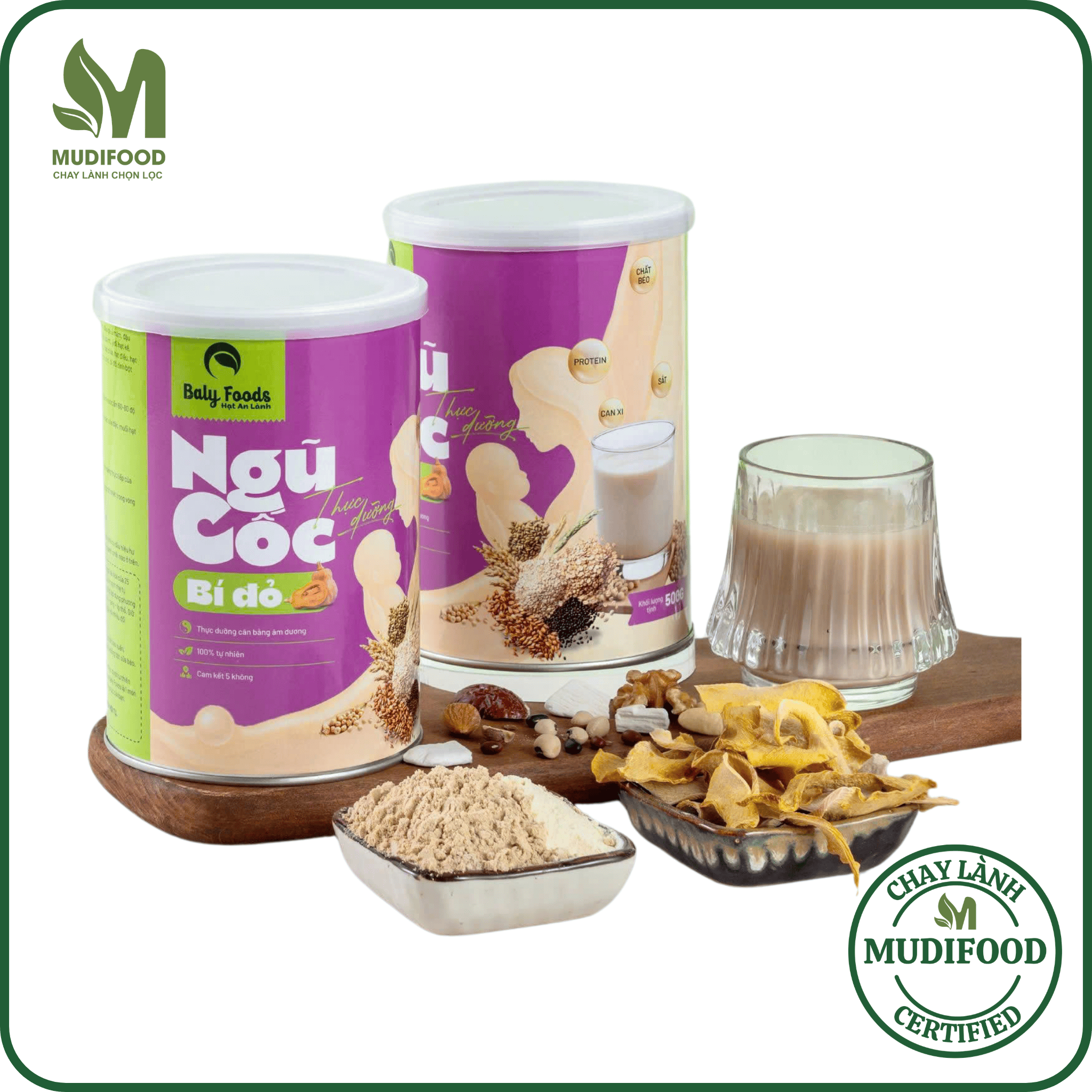 Ngũ Cốc Thực Dưỡng Bí Đỏ Baly Foods Hũ 500g - Lợi Sữa Sau Sinh Giúp Mẹ Gọi Sữa Về Nhiều Hơn, Đặc Hơn, Bé Ti