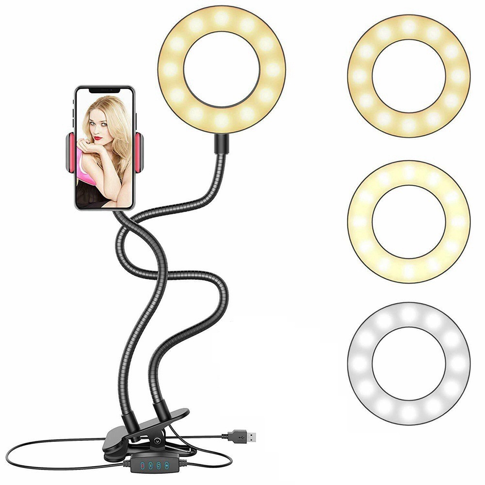 BỘ GIÁ ĐỠ LIVESTREAM CÓ ĐÈN LED 2 TRONG 1 KẸP THÀNH BÀN