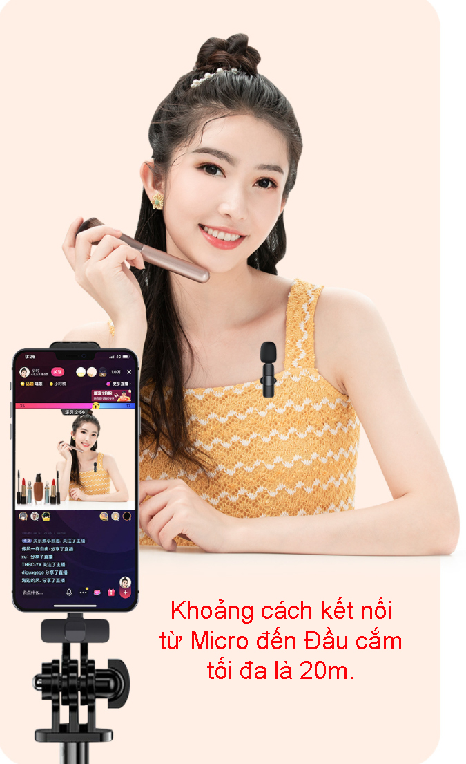 Micro ghi âm thanh khi quay phim video vlog bằng điện thoại chống nhiễu K1