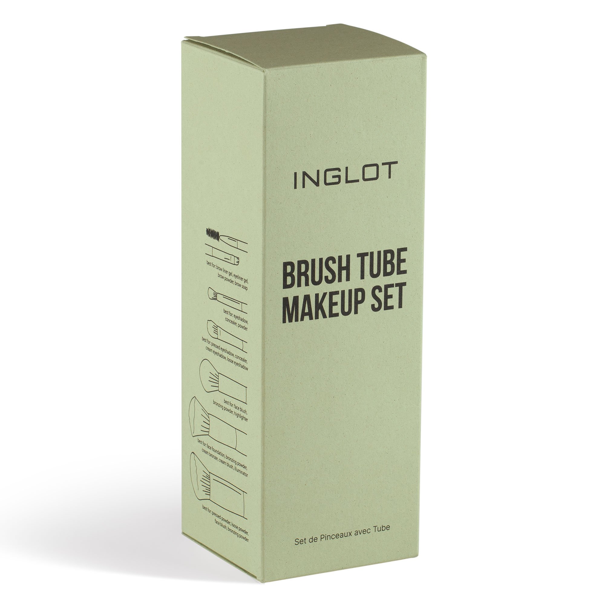 Bộ 6 Cọ trang điểm chuyên nghiệp kèm hộp đựng có nắp - xanh Green Tube Makeup INGLOT