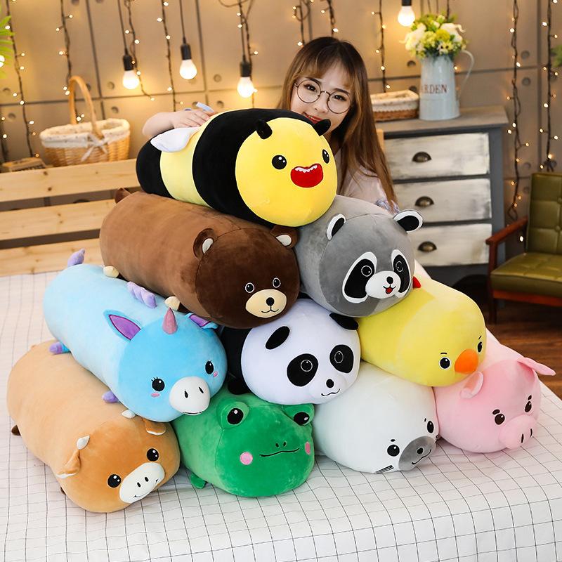 50/60/80Cm Ong Gấu Trúc Ếch Con Heo Vịt Gấu Trúc Nâu Gối Tựa Sang Trọng Đồ Chơi Đệm kawaii Quà Tặng Xinh Xắn Cho Bé Gái