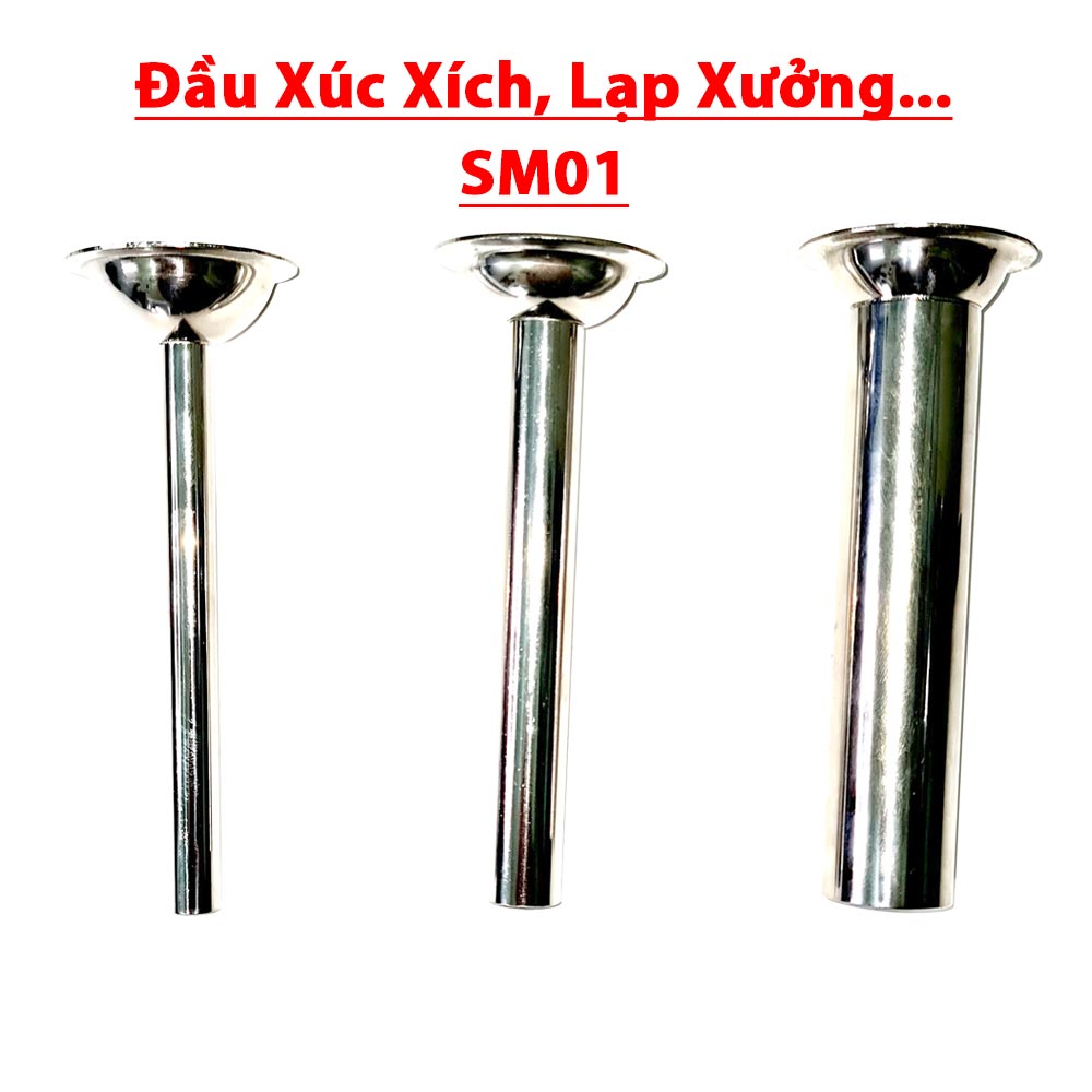 Bộ phụ kiện 3 ống đùn làm xúc xích, lạp xưởng sử dụng cho máy nhồi trộn bột SM01