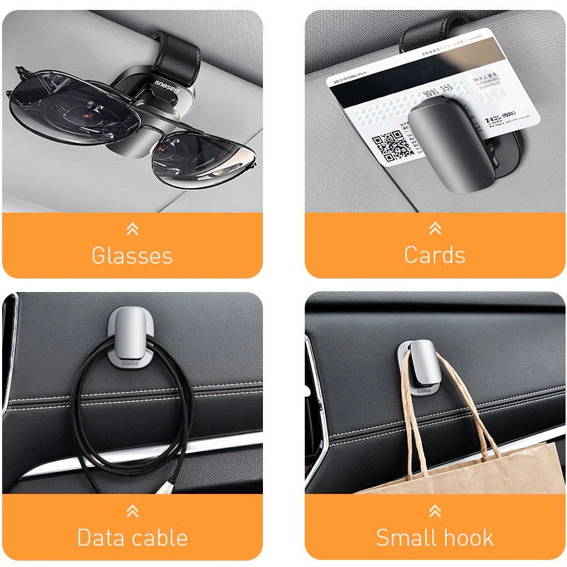 Giá Treo Kính Kẹp Thẻ Hoặc Phụ Kiện Trên Xe Ô Tô Baseus Platinum Vehicle Eyewear Clip - Hàng Chính Hãng