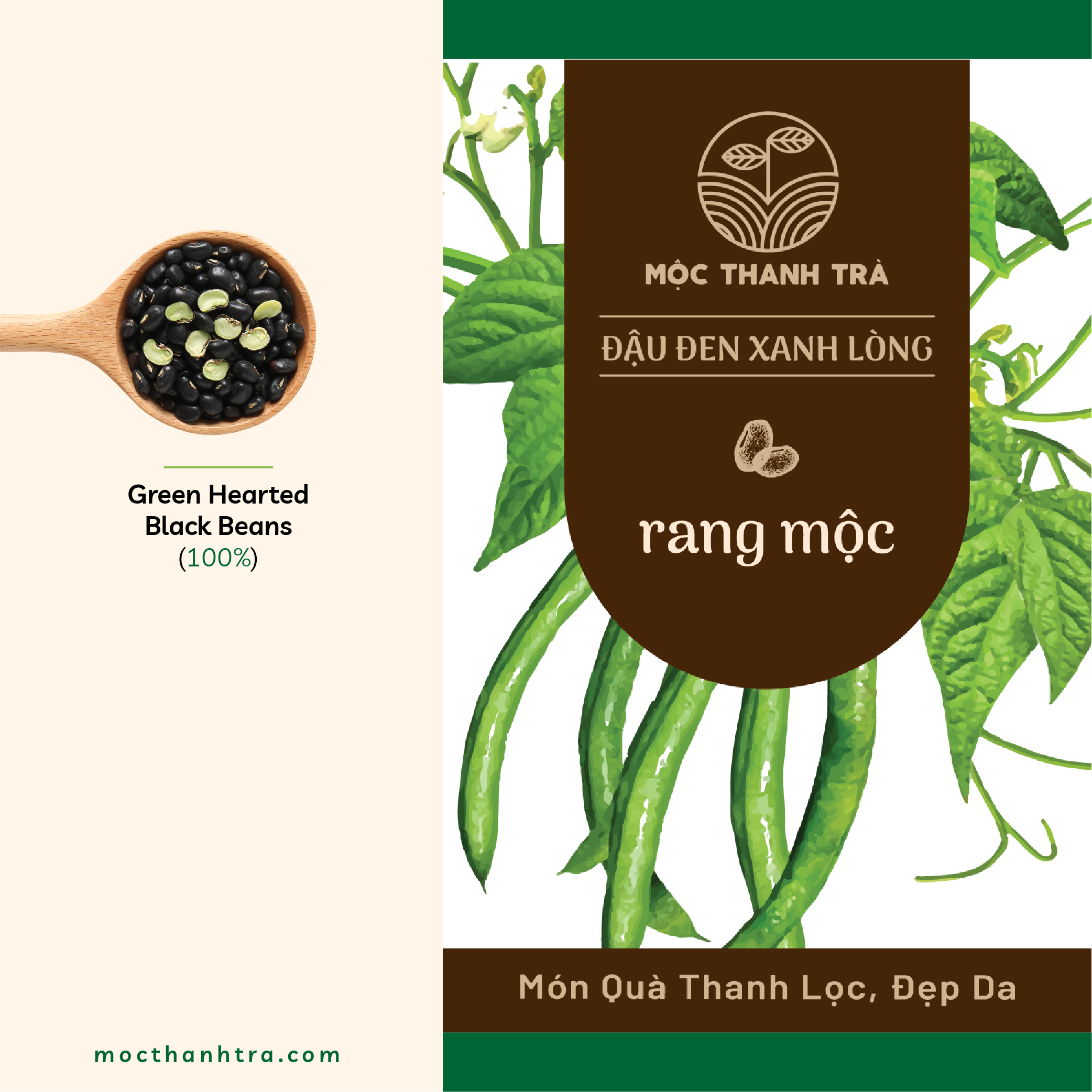 Đậu Đen Xanh Lòng Rang Mộc 1KG (Hạt Rời) - Mộc Thanh Trà