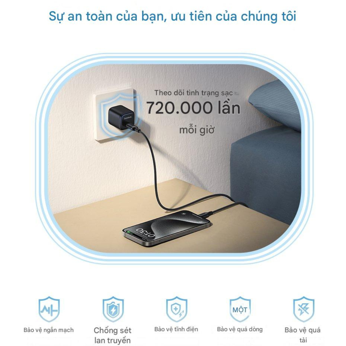 Củ sạc nhanh 1 Cổng PD 45W Baseus PicoGo GaN Fast Charger - Hàng chính hãng
