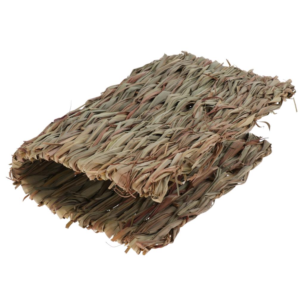 Handwoven Straw Rabbit Cage Mat Hamster Rabbit Squirrel House Mat 41x29cm