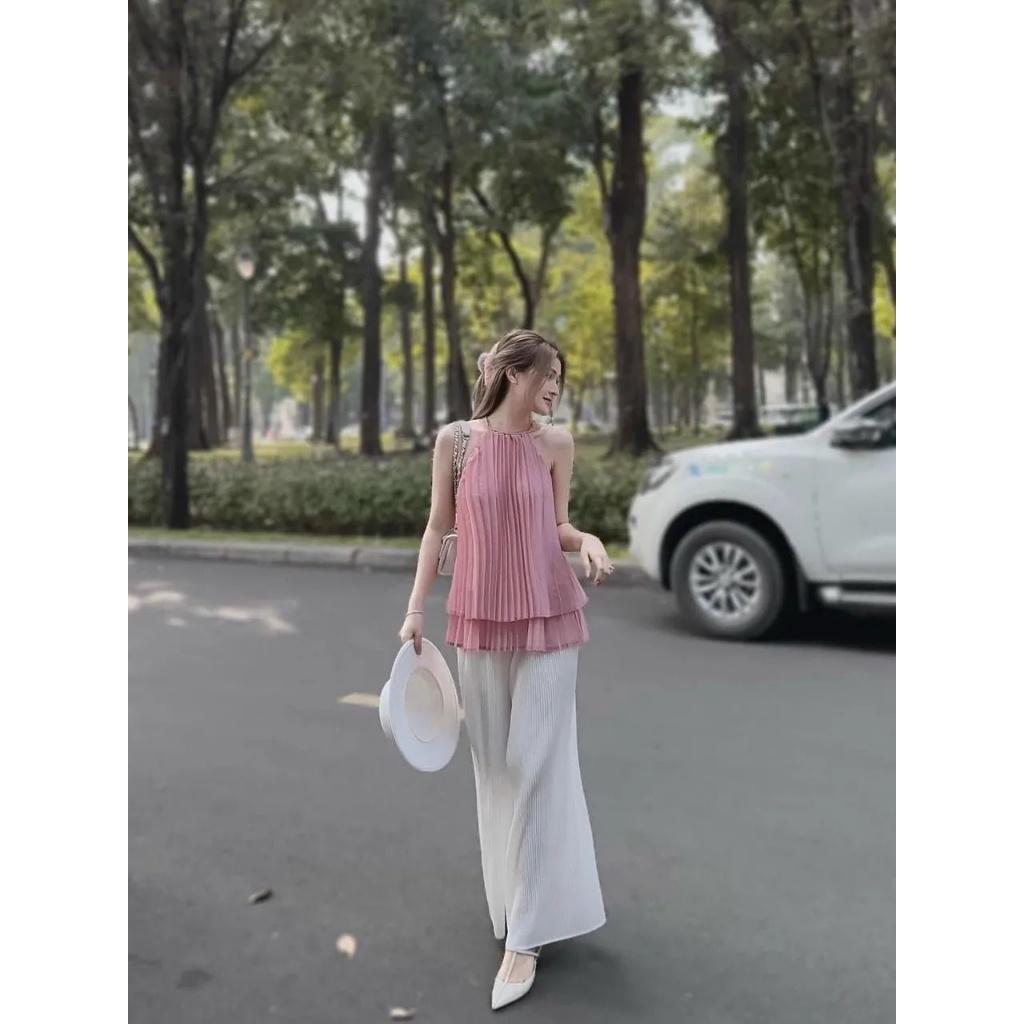 Set bộ đi chơi nữ thiết kế chất lụa dập ly xinh xắn đi chơi, đi biển, du lịch