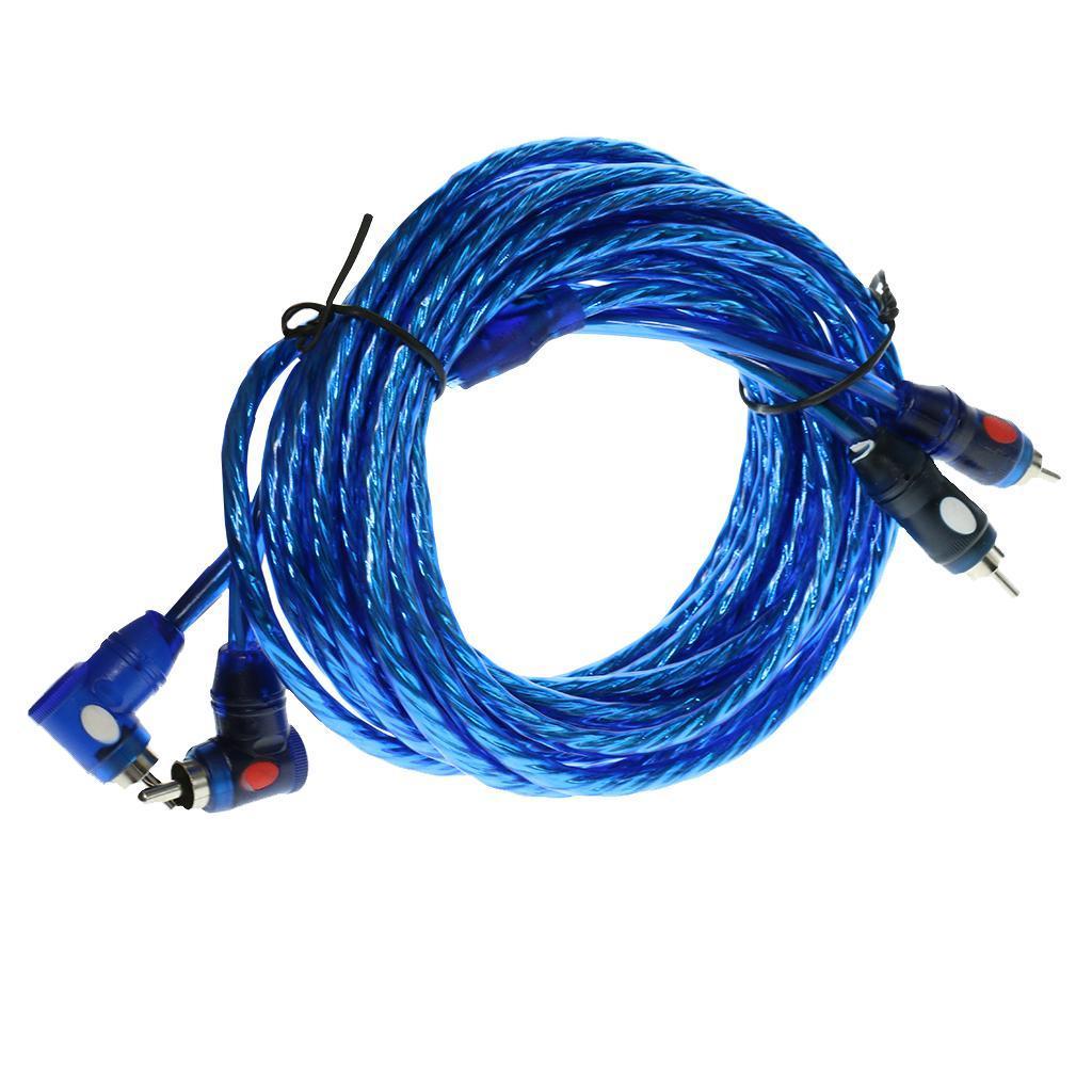 4.5m 2  MALE TO 2RCA MALE CAR STEREO AUDIO POWER CABLE WIRE BLUE