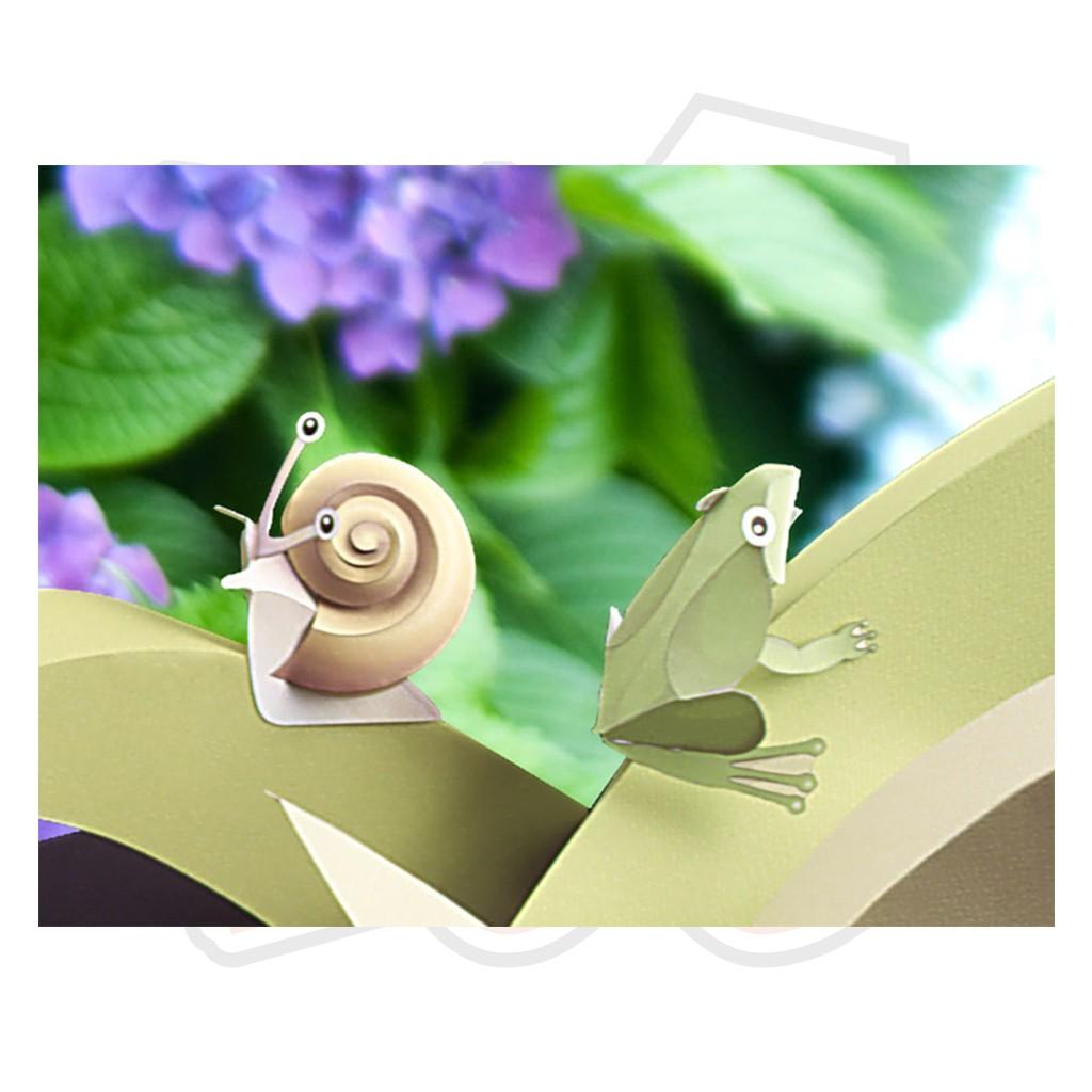Mô hình giấy động vật ếch và ốc sên Tsuyu (The plum rain) - Frog &amp; Snail