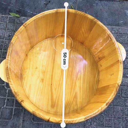 CHẬU NGÂM MÔNG GỖ THÔNG kích thước: Đk miệng 50cm *đk đáy 45cm *cao 27cm