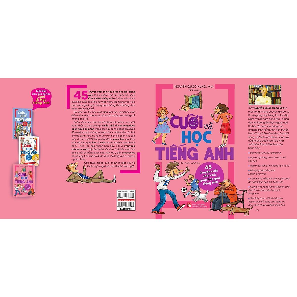 Sách - Cười Và Học Tiếng Anh - 45 Truyện Cười Chơi Chữ Giúp Học Giỏi Tiếng Anh - NXB Phụ Nữ