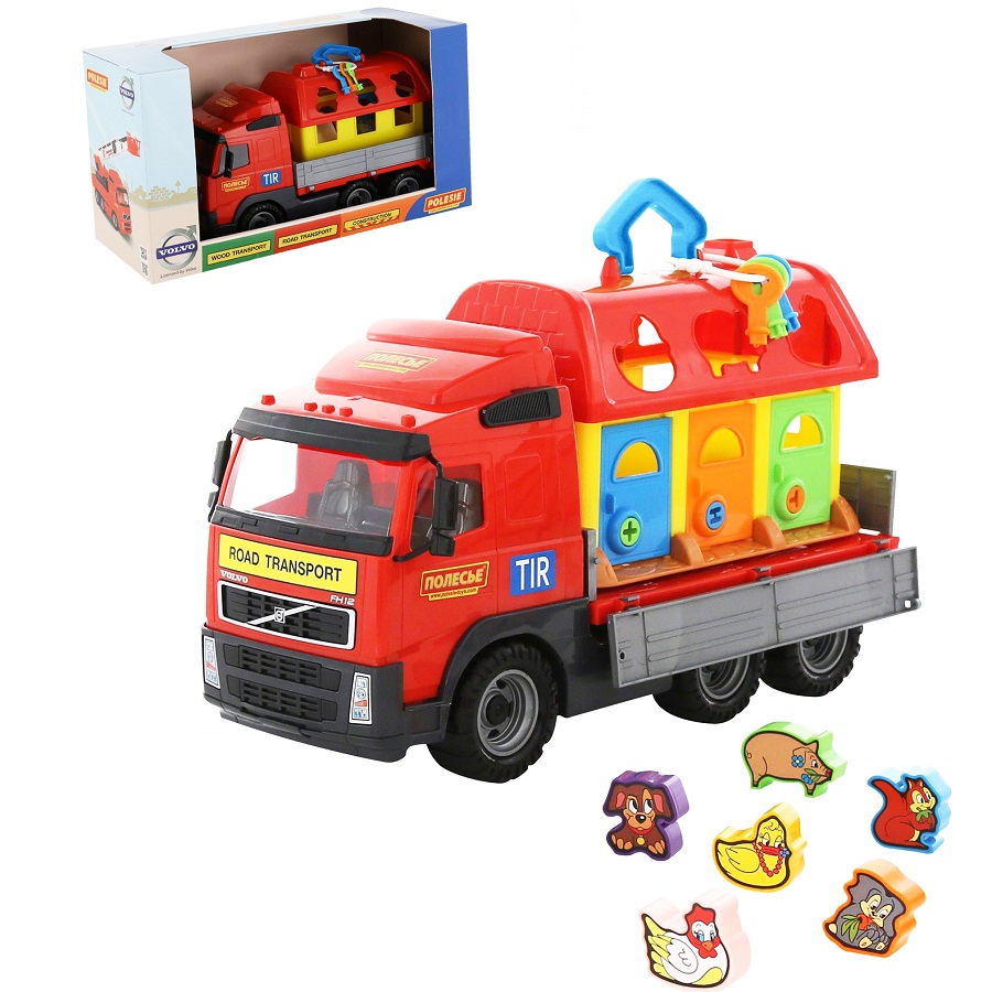 Xe tải Volvo chở ngôi nhà thú cưng đồ chơi - Polesie Toys