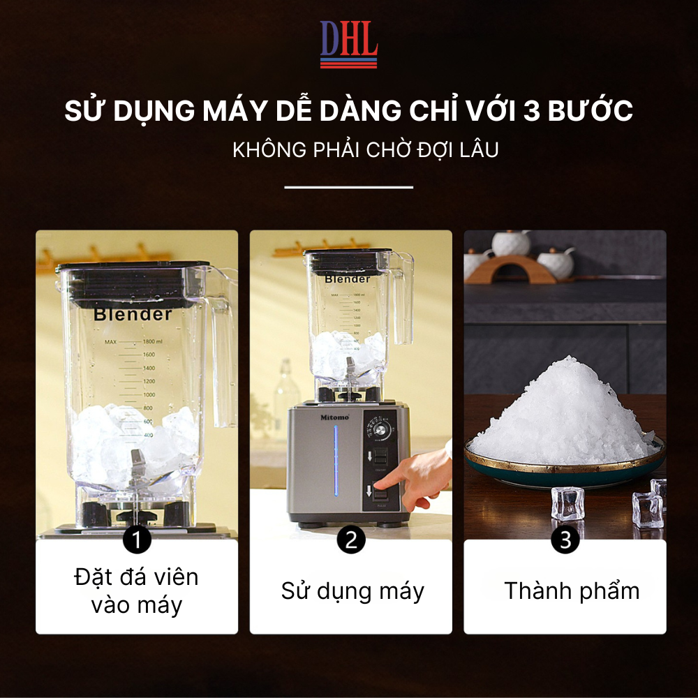 Máy xay công nghiệp, máy xay sinh tố đa năng Mitomo KD-1800, chuyên dụng cho kinh doanh - BH 3 năm hàng chính hãng