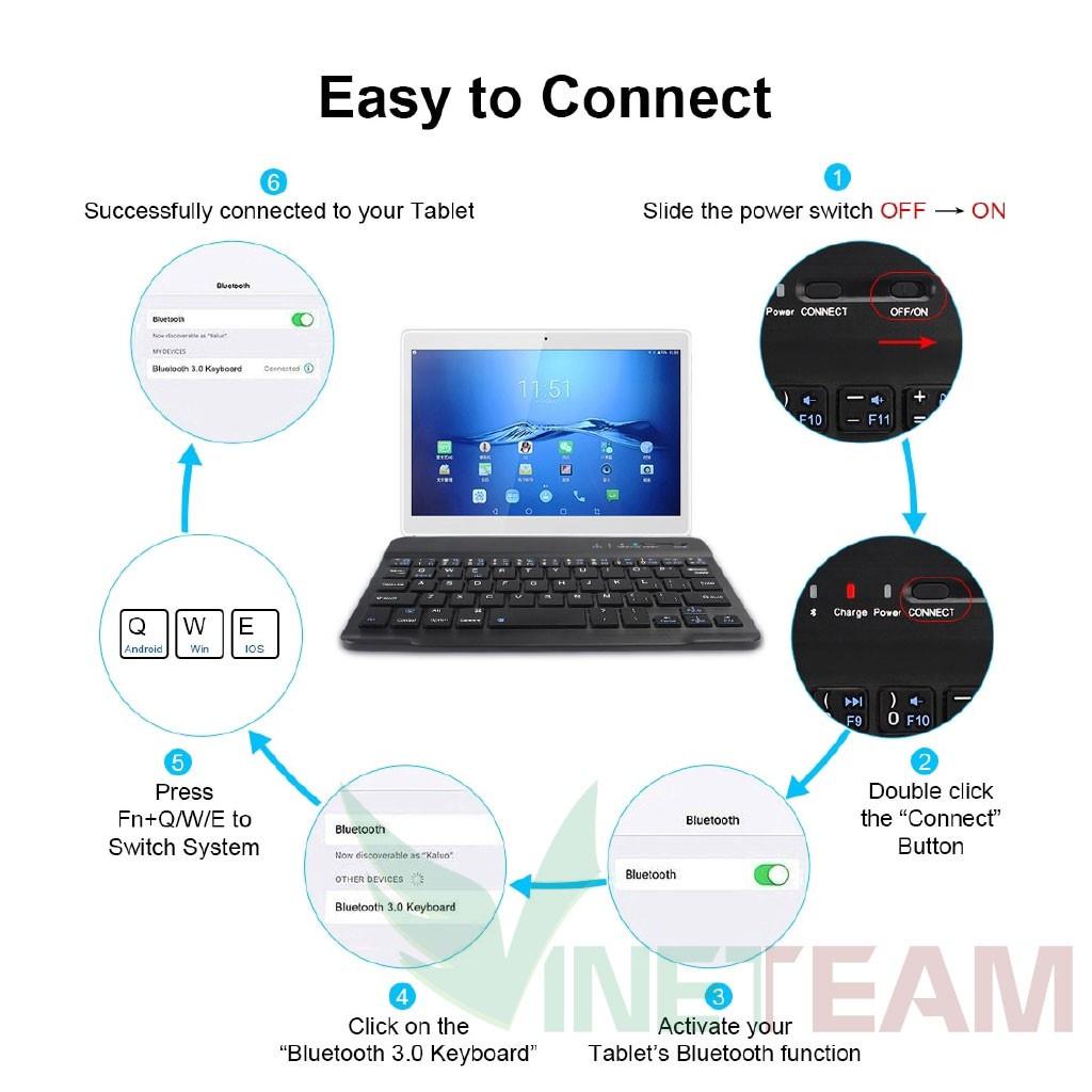 Bàn phím không dây Bluetooth mini cho máy tính bảng ,Laptop có thể sạc lại