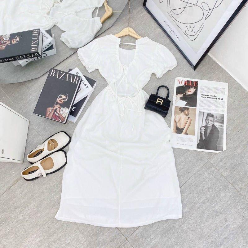 Đầm maxi tay bồng lưng thun dây rút siêu sang chảnh Summer Dress