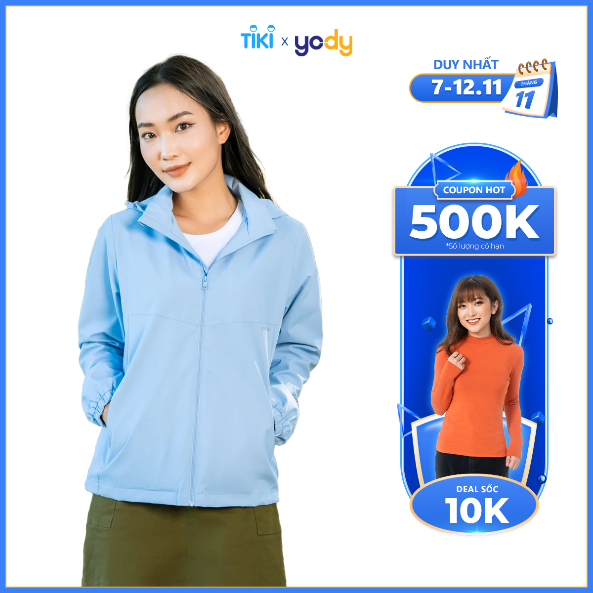 Áo Khoác Gió Nữ YODY 3C Plus cao cấp 2 lớp Cản gió, Cản bụi, Chống ngấm nước AKN5040