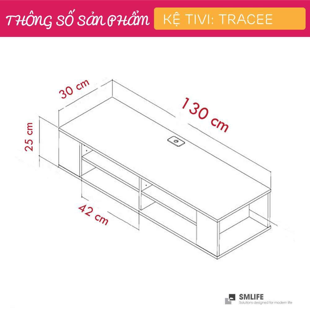 Kệ Tivi gỗ hiện đại SMLIFE Tracee | Gỗ MDF dày 17mm chống ẩm | D120xR30xC25cm