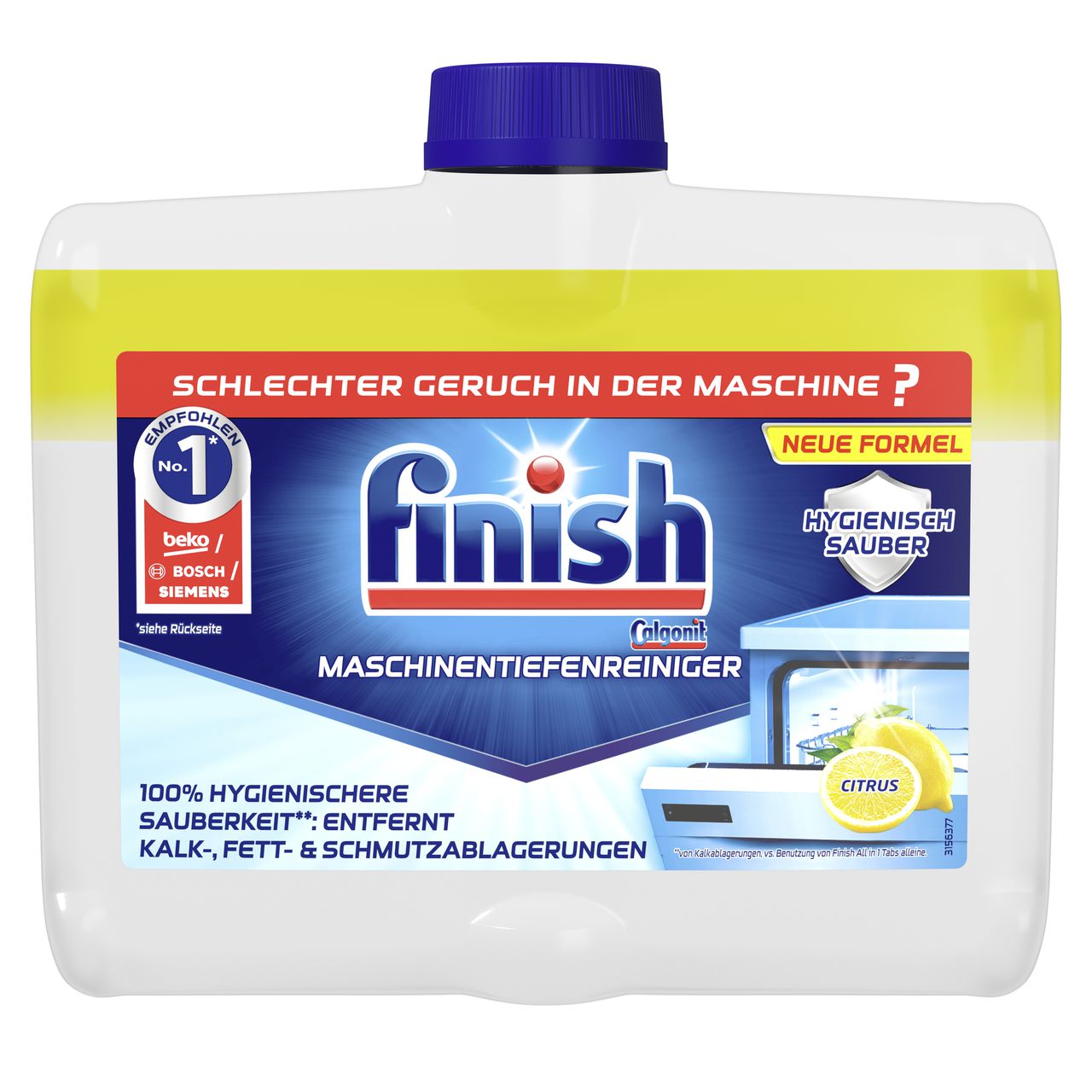 [HCM] Dung dịch tẩy rửa máy rửa chén Finish Dishwasher Cleaner Lemon 250ml - hương chanh
