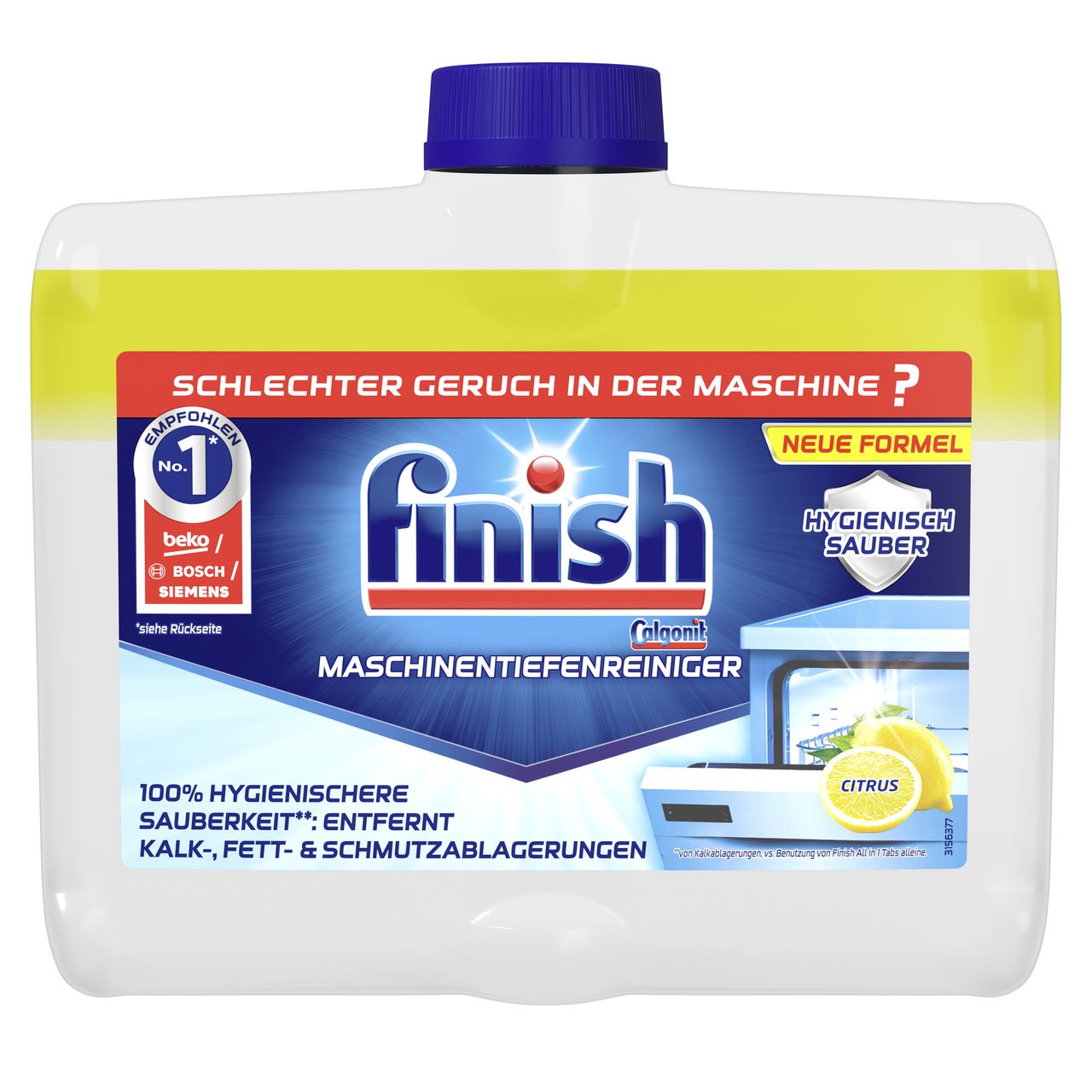 Dung dịch tẩy rửa máy rửa chén Finish Dishwasher Cleaner Lemon 250ml - hương chanh