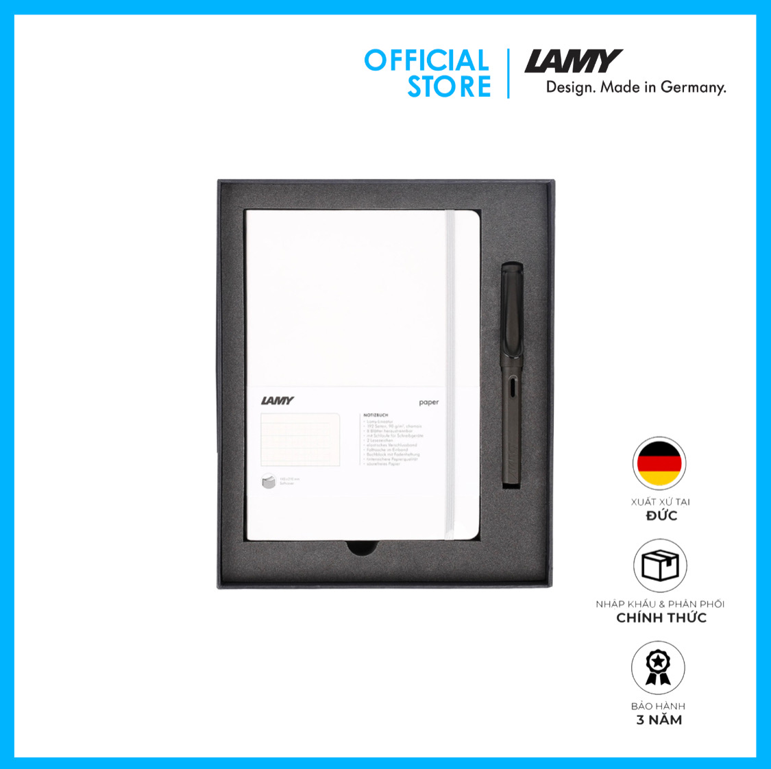 Gift Set Lamy Notebook A6 Softcover White + Lamy Safari Shiny Black - GSA6-Sa0025