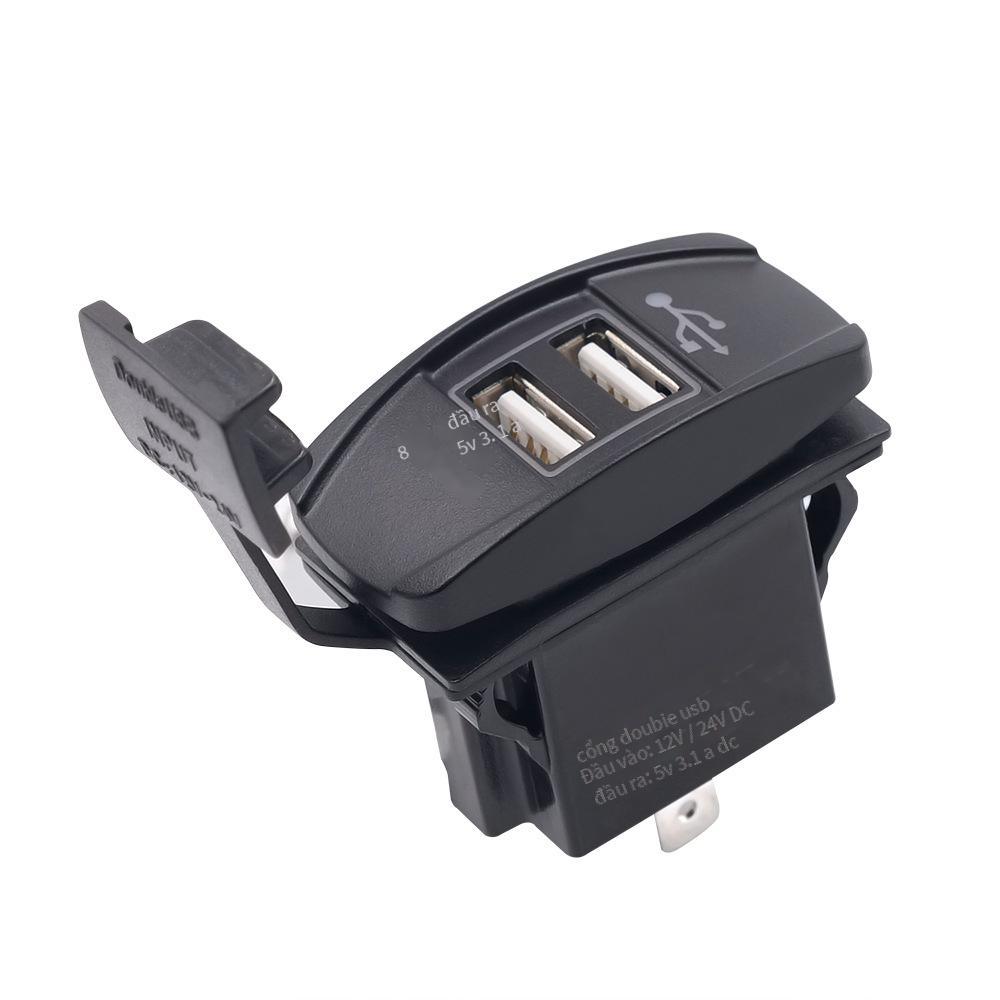 Đảm Bảo Chất Lượng Xe Ô Tô Xe Máy Đa Năng Loại Tàu Dual USB Sạc Xe Hơi Sạc Điện Thoại Đổi Chống Thấm Nước Xanh Dương Đèn LED 12-24V