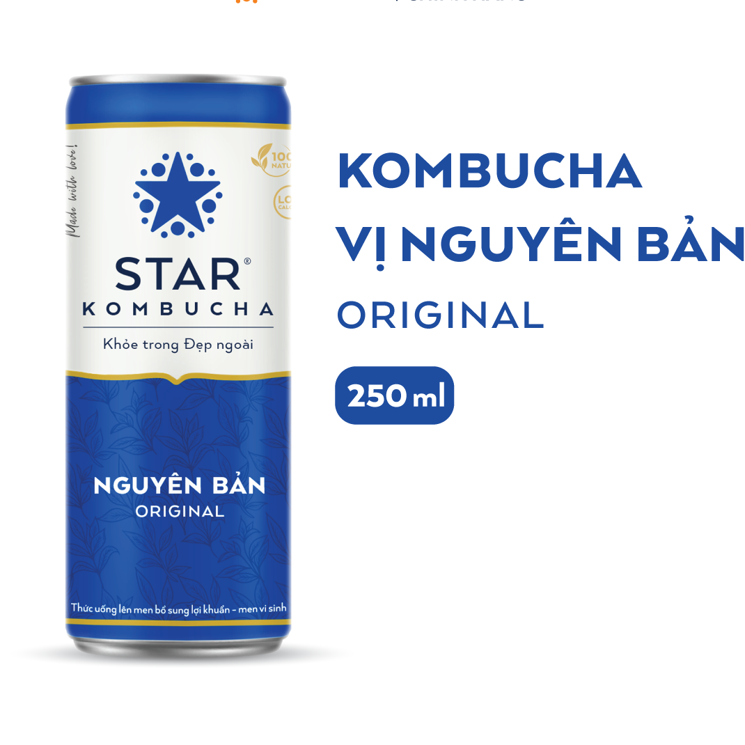 Lốc 6 lon thức uống lên men STAR KOMBUCHA Nguyên Bản / Original (250ml/lon)