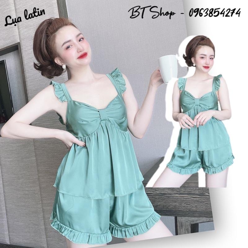 Đồ bộ ngủ mặc nhà lụa latin màu trơn freesize 42-57kg
