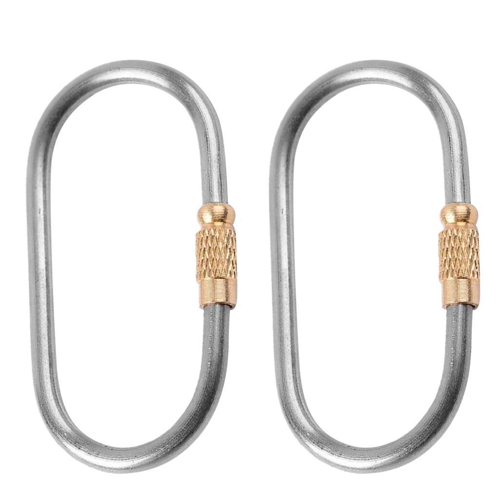2-7pack 2 Piece D-ring Titanium Alloy Screw Lock Carabiner Clip Hook Keychain B