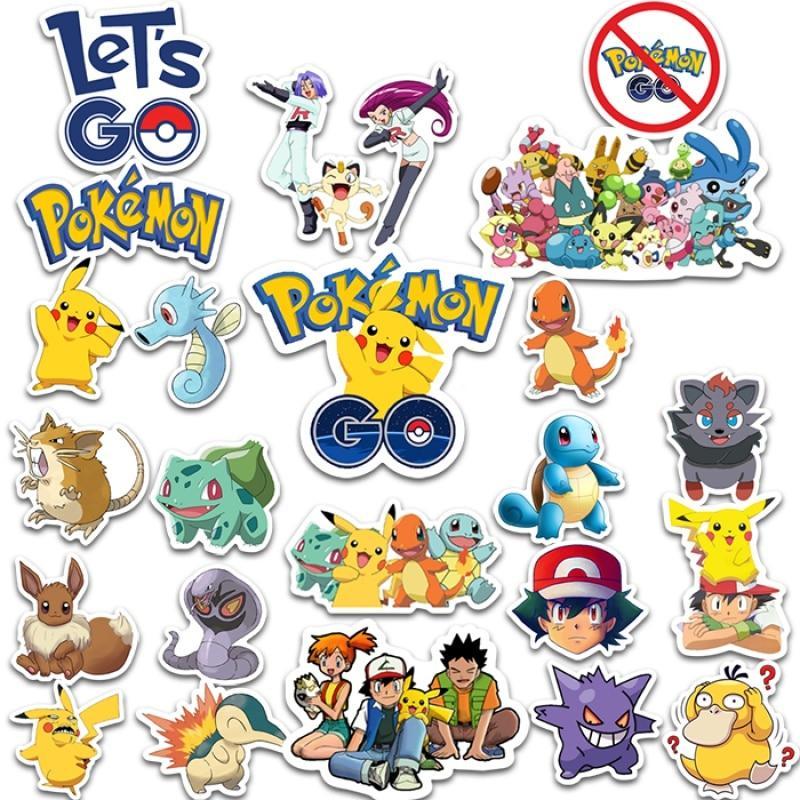 Sticker POKEMON Cắt Sẵn Hình Dán Trang Trí Mũ Bảo Hiểm Laptop Điện Thoại Ván Trượt Sổ tay Notebook